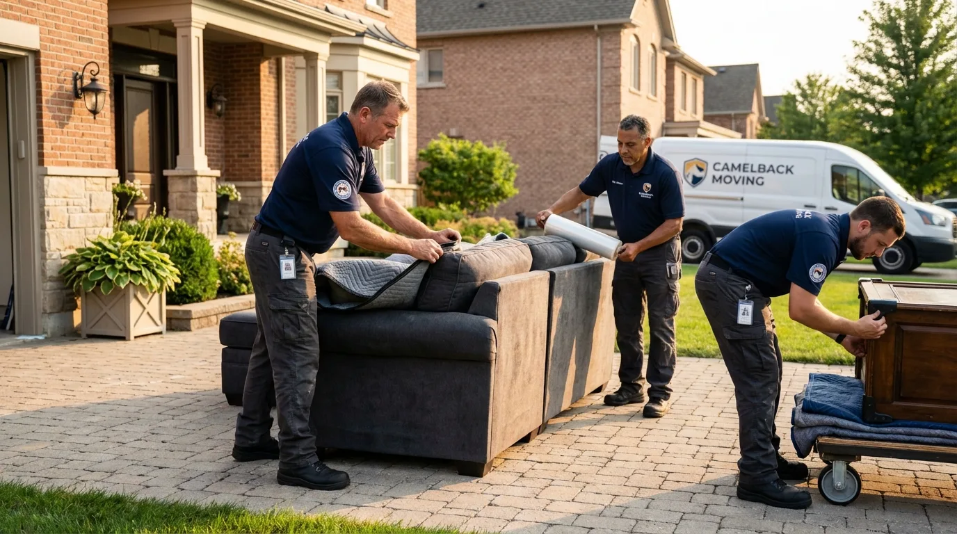 Large estate moving crew wrapping furniture in Taylor, AZ