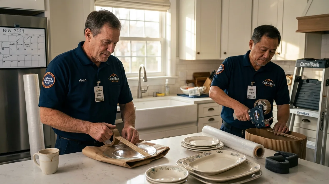 Professional crew packing kitchen dishware in Taylor, AZ